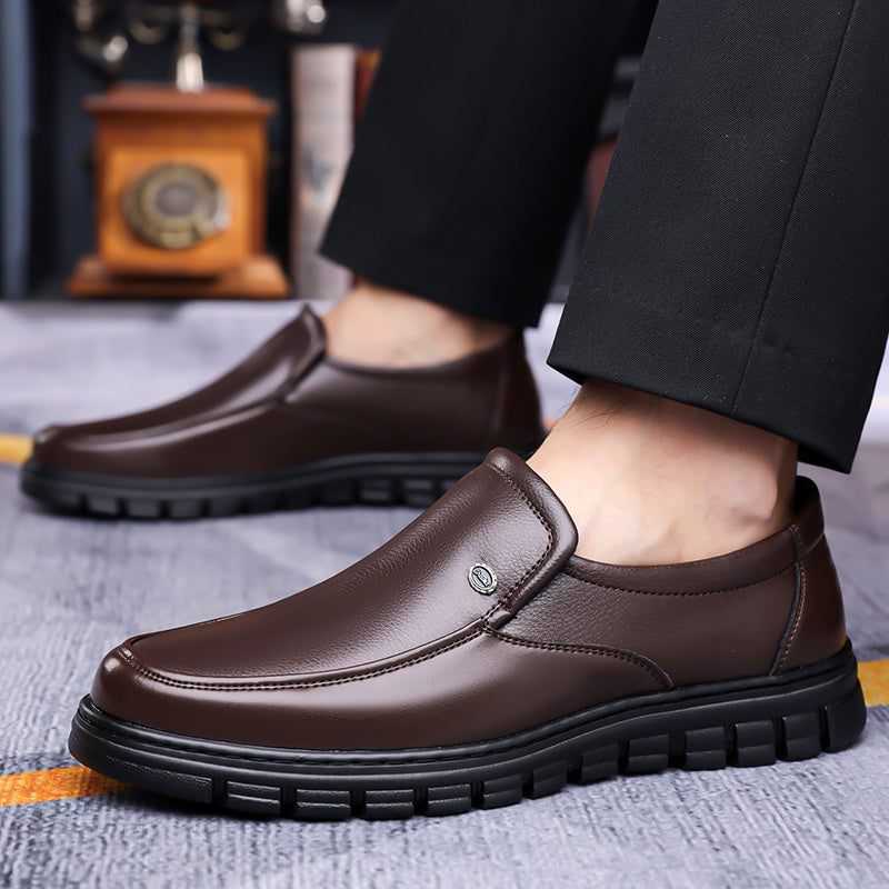 Men's Business Casual Ankle Boots, Winter Light Lined Warm Snow Boots, Slip-on High-Top Design, Versatile Footwear for Daily Office and Outdoor Walking, Non-Slip Thick Sole Walking Shoes