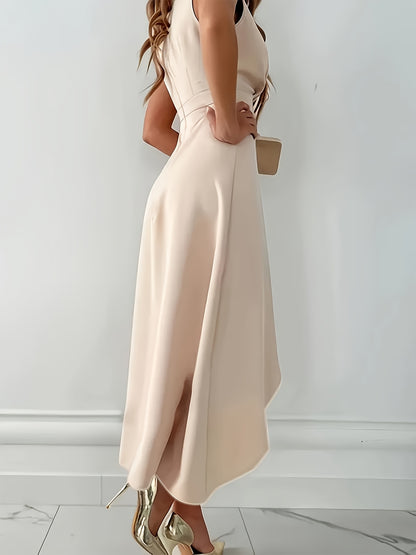 Women’s V-Neck Sleeveless Ruffle Dress for Spring Summer