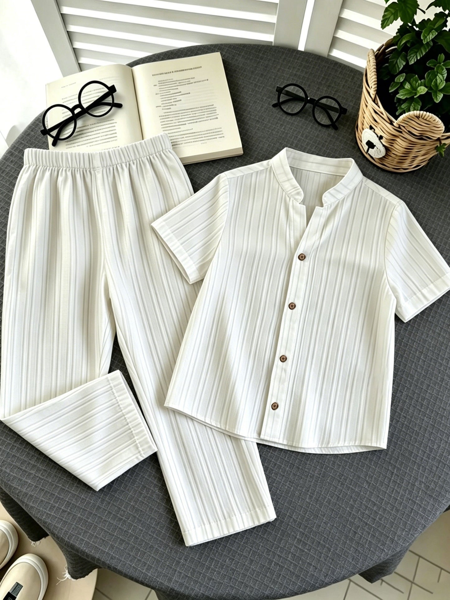 Boys' Vintage Chinese-Style Summer Set with Breathable Fabric