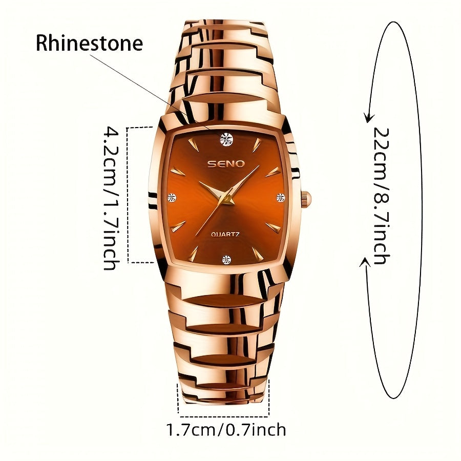 Men's Retro Square Business Watch with IPX7 Waterproof Alloy Strap