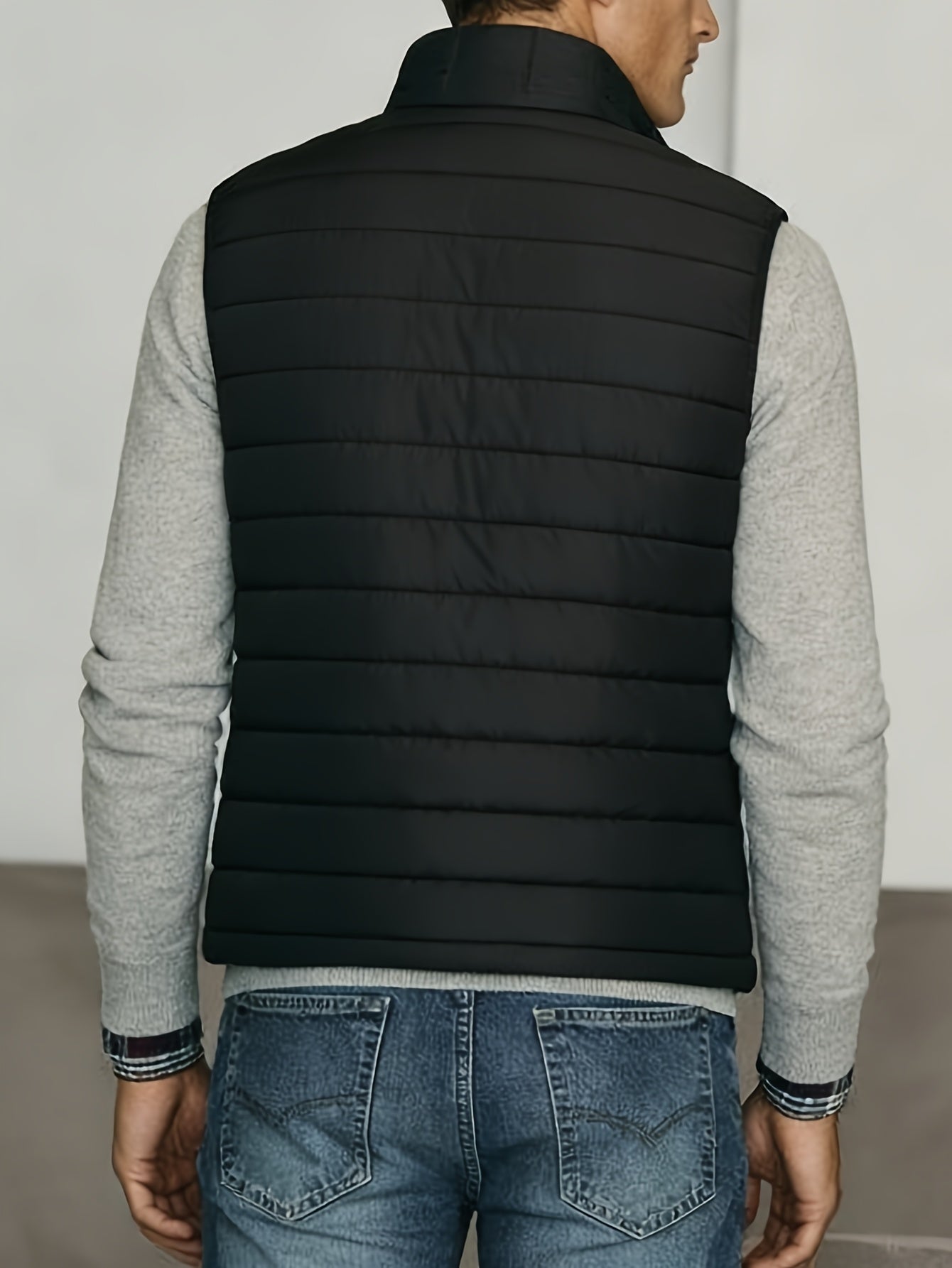 Men's Fashion Vest, Spring/Autumn Outerwear, Trendy Padded Jacket, Suitable for Daily and Outdoor Wear - ayq