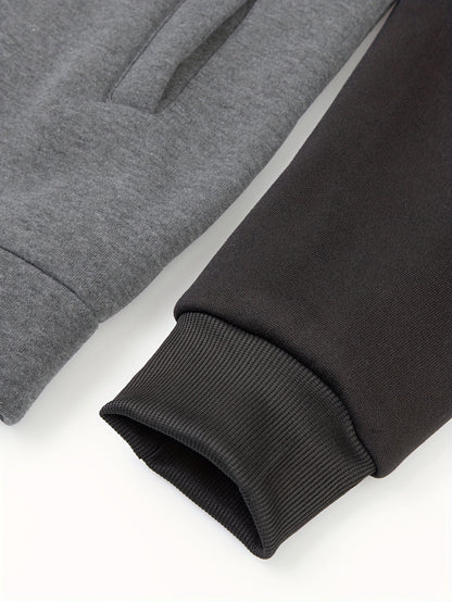 Տղամարդու գունավոր բլոկներով գլխարկով բաճկոն սպորտի և բացօթյա սպորտի համար, նորաձև հանգստի համար