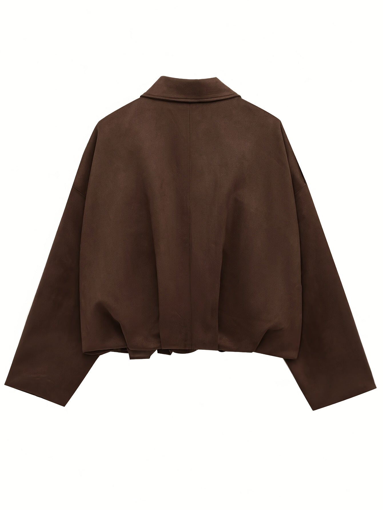 Կանացի վինտաժային բոմբեր բաճկոն - ազատ չափի երկար թևքով, կայծակաճարմանդով և իջեցված ուսերով, շագանակագույն առօրյա վերնազգեստ աշուն/ձմեռ համար, չձգվող գործվածք, իդեալական է առօրյա հագուստի համար, աշուն-ձմեռ բաճկոն | Վինտաժային բոմբեր ոճ | Zipp