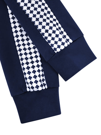 Two-Piece Outfit for Women Featuring a Geometric Design, Long-Sleeve Zip-Up Jacket, And Pants with Symmetrical Pockets - ayq