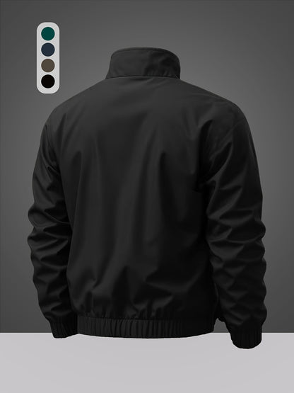 Men's Casual Polyester Sports Jacket with Alphabet Print