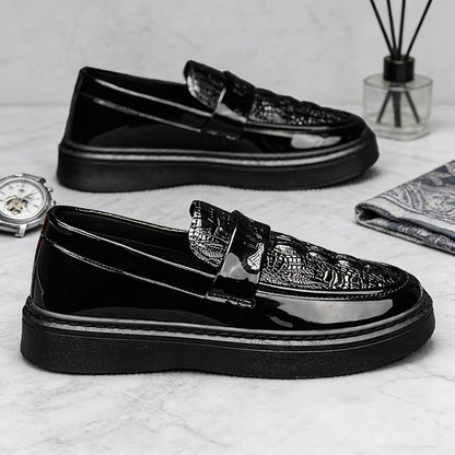 Men's Black PU Leather Casual Business Lace-Up Shoes