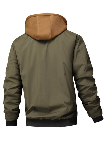 Men's Preppy Hooded Jacket Casual Spring Autumn Outerwear
