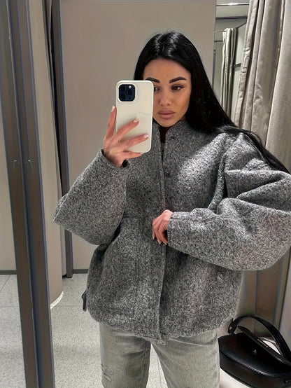 Women'S Vintage Jacket - Soft Tweed Coat with Structured Loose Fit, All-Season Outerwear for Everyday & Formal Events, Elegant Casual Chic Jacket (Women'S Clothing), Versatile Layering, Classic Silhouette, Durable Constructio