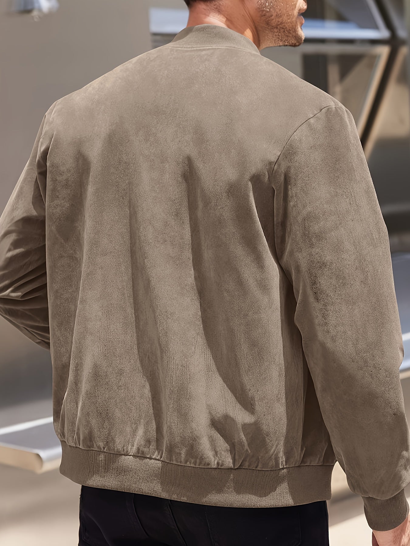 Men's Casual Corduroy Zipper Jacket with Stand Collar