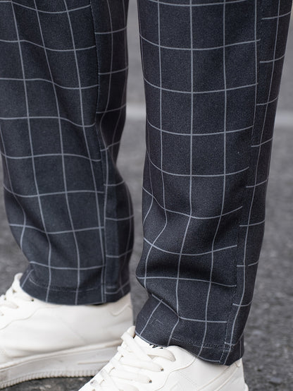 Men's Suit Pants With Plaid Design, Regular Fit And Cuffed Casual Bottoms For Business And Formal Occasions, Suitable For All Seasons