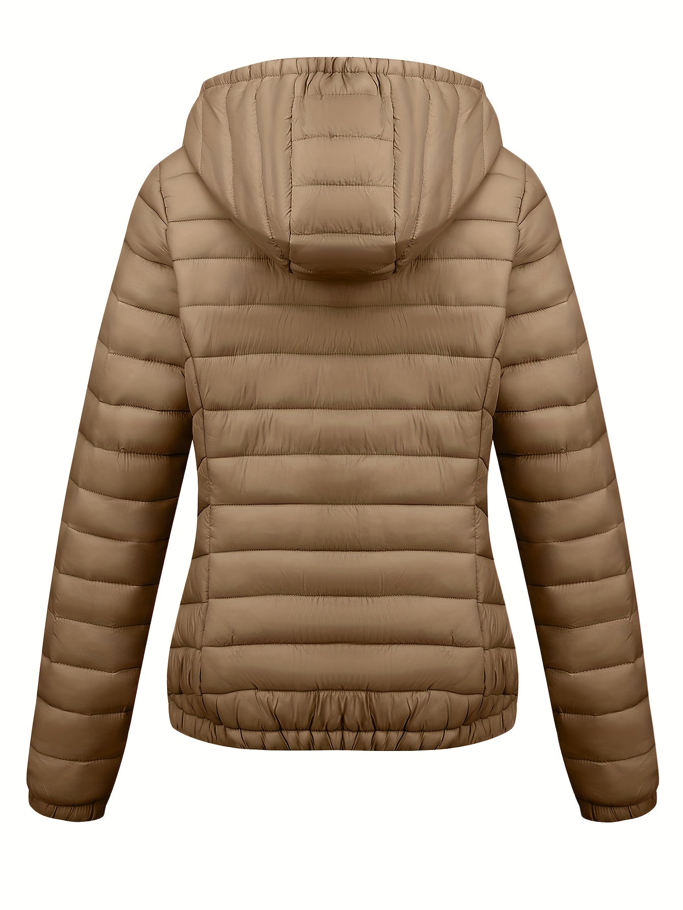 Կանացի թեթև, սև, գլխարկով ձմեռային բաճկոն՝ գրպաններով - Էլեգանտ երկար թևքերով վերնազգեստ, նեյլոնե նյութ, կայծակաճարմանդով դիզայն, իդեալական է առօրյա կամ ճանապարհորդության համար, ձմեռային վերարկուներ