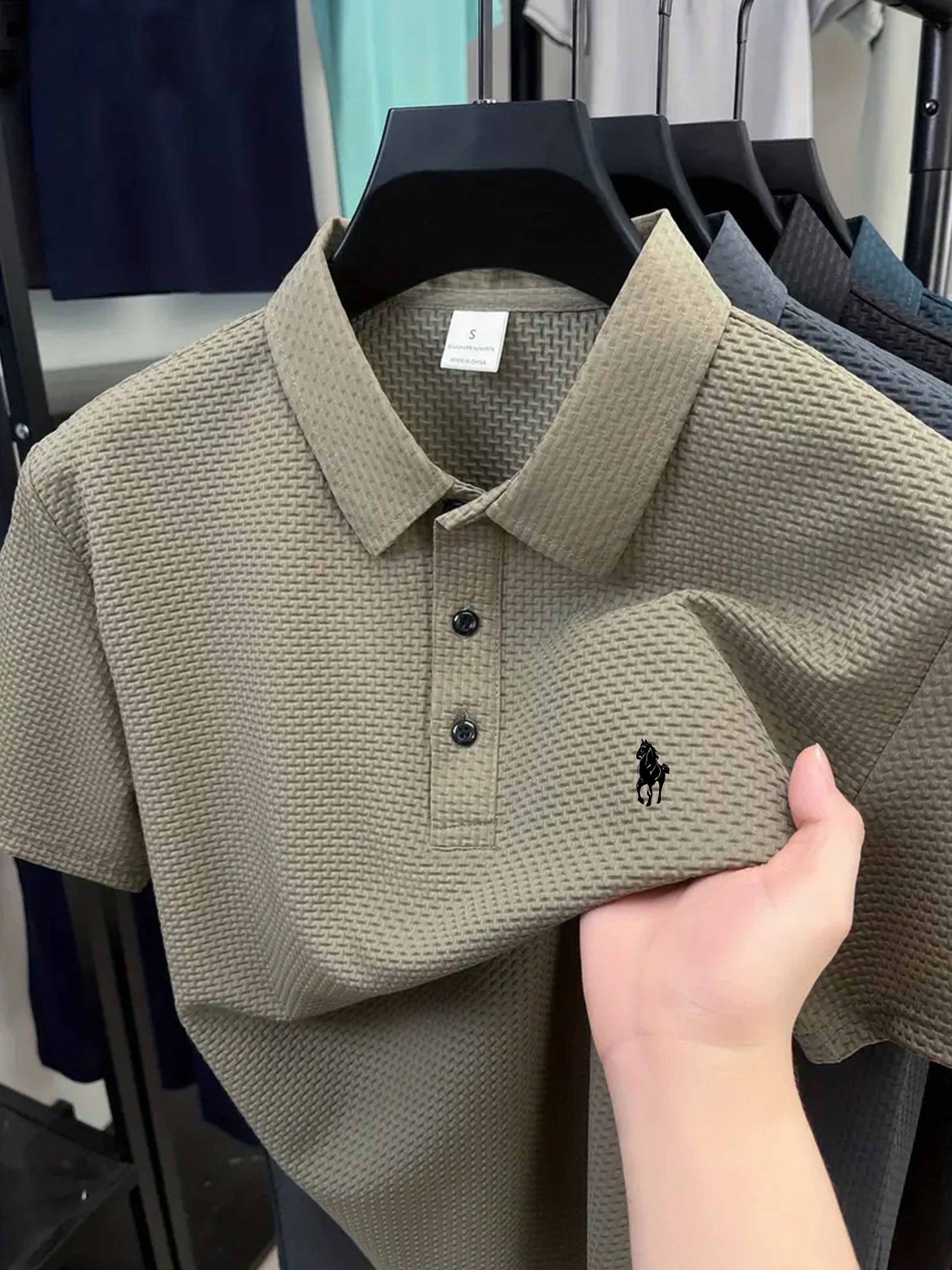 S144 Ankle Sprain Horse Print Golf Knitted Men'S Polo - ayq