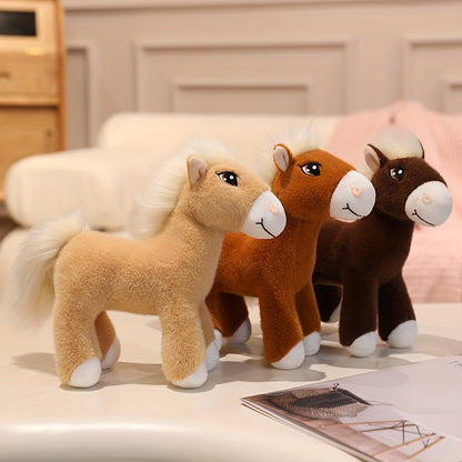 Simulation Horse Plush Toys 20cm/7.87" Soft Stuffed Plush Animal Toy Education Prop Toys for Students Home Room Sofa Decorations