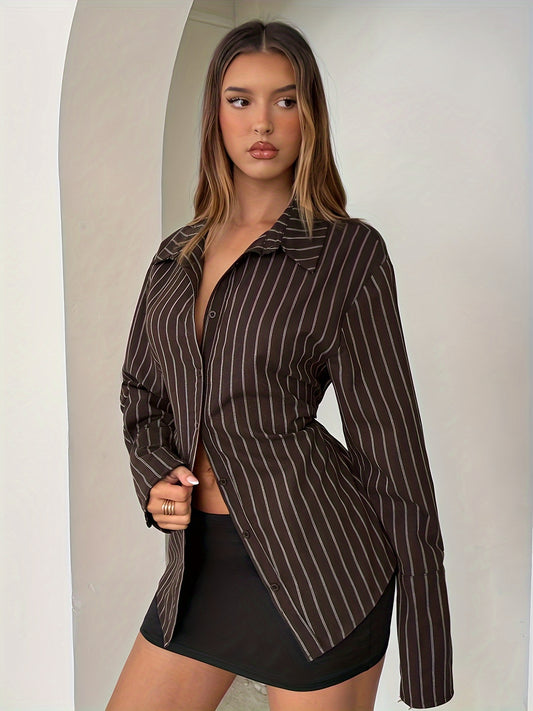 Women’s Casual Striped Polo Shirt Long Sleeve for All Seasons