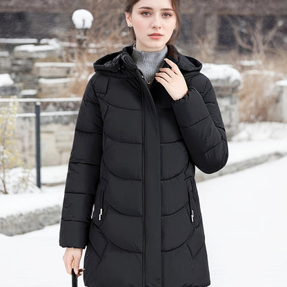 Կանացի էլեգանտ ձմեռային բաճկոն - Մազերի նման ուլունքաձև կոճակներով փակվող վերարկու, փքված չէ, ձեռքով լվացվող երկար թևքերով վերնազգեստ ցուրտ եղանակի համար (անկանոն և պաշտոնական) - սև բաճկոն առանց գոտու/պարագաների (պատրաստի կրելու), ձմեռային Ջա