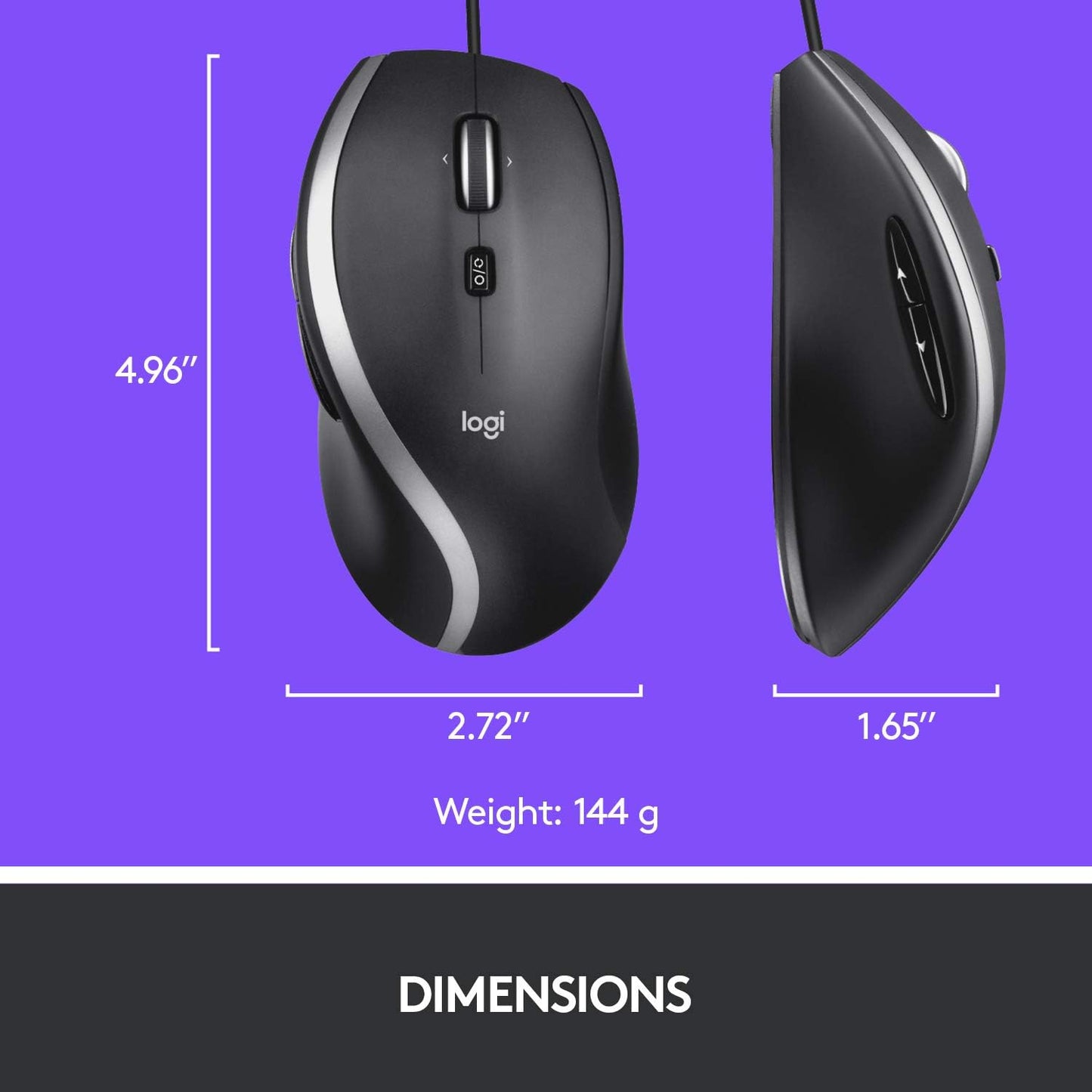 Logitech M500S Advanced Corded Mouse with Advanced Hyper-Fast Scrolling & Tilt, Customizable Buttons, High Precision Tracking with DPI Switch, USB Plug & Play