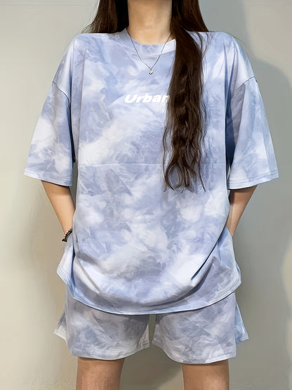 Women's Tie-Dye Loose Fit Short Sleeve Pajama Set