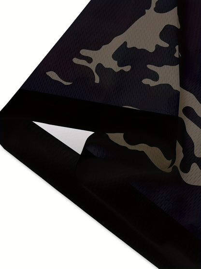 Men'S Camo Print T-Shirt - Short Sleeve, Regular Fit, Casual Style with Skull  Floral Design, Black with Brown/Beige Camouflage Pattern, Perfect for Casual Attire, Everyday Tshirt   Camo Print Tee   Stretchable Fabric