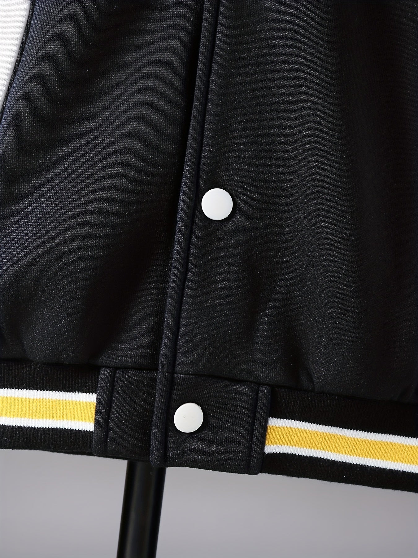 Boys Baseball Collar Long Sleeve Letter And Number Graphic Color Block Drop Shoulder Varsity Jacket Without Hoodie - ayq