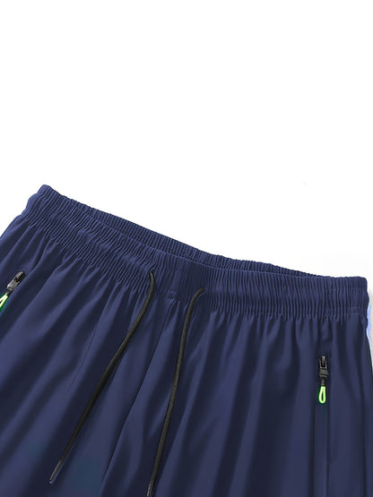 Stylish Men'S Graphic Print Shorts - Elastic Waist, Zipper Pockets, Breathable Fabric, Active Fit, Summer Essentials, Comfortable Drawstring Design