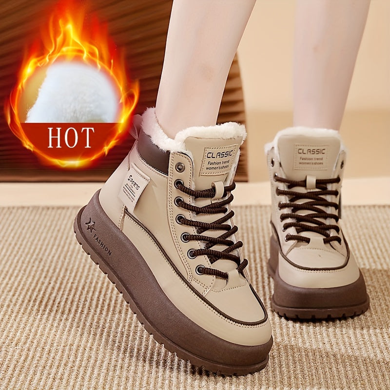 Կանացի մեկուսացված, փափուկ ծածկով ձմեռային կոշիկներ, չսահող, հաստ ներբանով կարճաճիթ կոշիկներ, բրդյա ծածկով բացօթյա ցածր կոշիկներ, ոճային բարձրակրունկ ամենօրյա կոշիկներ ձմռան համար: