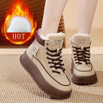 Կանացի մեկուսացված, փափուկ ծածկով ձմեռային կոշիկներ, չսահող, հաստ ներբանով կարճաճիթ կոշիկներ, բրդյա ծածկով բացօթյա ցածր կոշիկներ, ոճային բարձրակրունկ ամենօրյա կոշիկներ ձմռան համար: