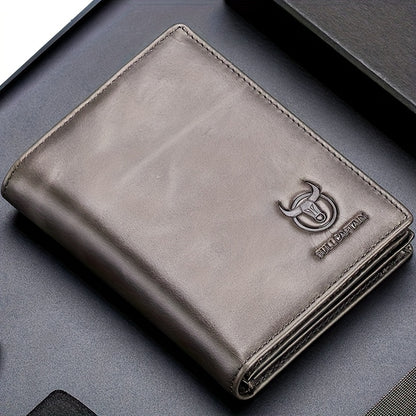 A Lightweight Men'S Leather Wallet Designed for Casual Use, Featuring a Compact Bi-Fold Style, Ample Space for , a Passport Compartment, Multiple Card Slots, And a Storage Pouch for Tickets And - ayq