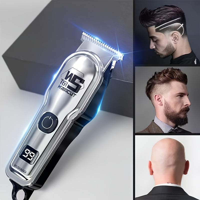 1 անլար մազ կտրող և մորուքի կտրող մեքենա տղամարդկանց համար LCD էկրանով, պրոֆեսիոնալ USB լիցքավորվող խնամքի հավաքածու - դիմացկուն և փոխադրելի հայրերի օրվա/ծննդյան օրվա կամ տոնական նվերների համար