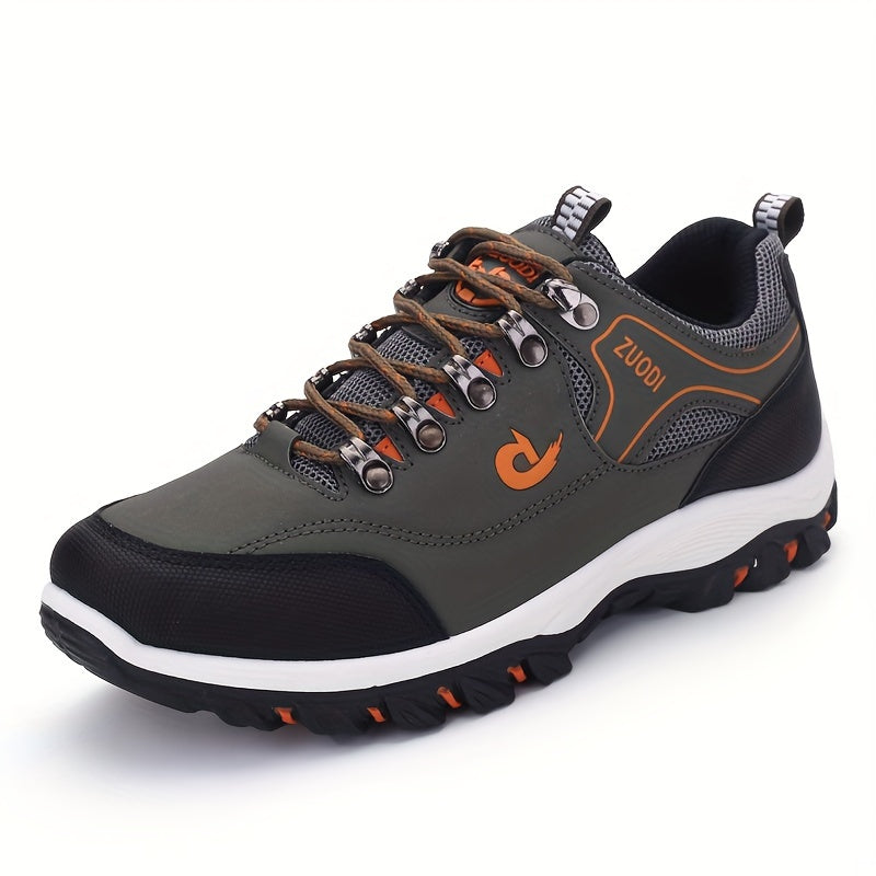 PLUS SIZE Men's Durable Lace Up Hiking Boots, Comfy Non Slip Soft Sole Shoes For Men's Outdoor Activities