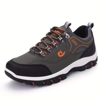 PLUS SIZE Men's Durable Lace Up Hiking Boots, Comfy Non Slip Soft Sole Shoes For Men's Outdoor Activities