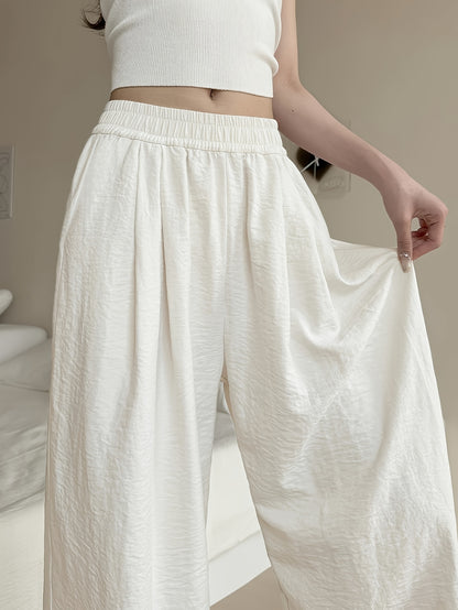 Women's High-Waisted Bohemian Wide-Leg Cropped Pants