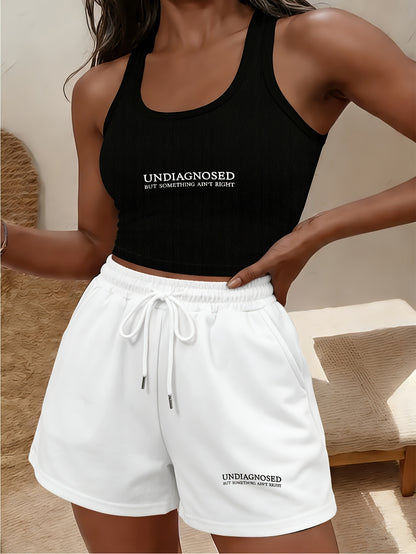 Buttery-Soft Crop Tank & Drawstring Shorts Set for Casual Comfort