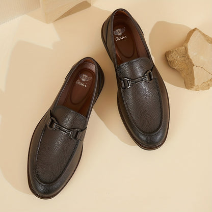Men's Business Casual Slip-On Loafers with Metal Buckle