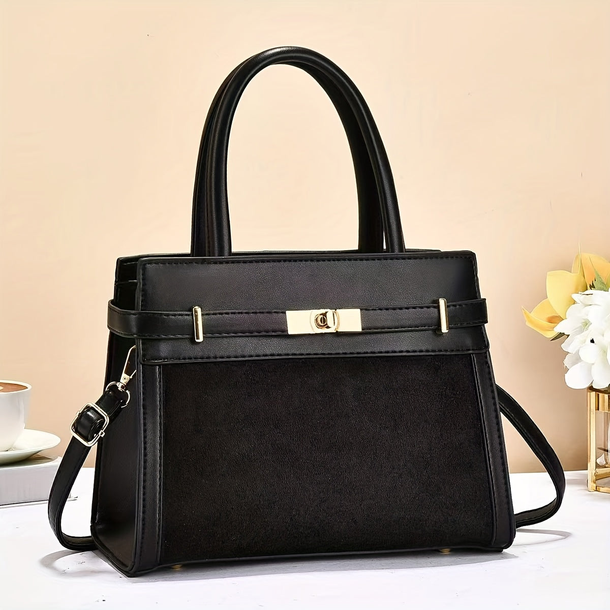 Spacious Faux Suede Tote Bag for Moms - Vintage Style 2025