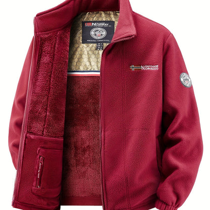 Men's Warm Stand Collar Cardigan Jacket, Honeycomb Heat-Retaining Graphite Lining, Thermal Insulation, Warmer Upper Body, Quality Men's Wear, Warm Lining, Carbon Fiber Technology - Full-Zip Winter Coat, Full-Length Zipper, Ma