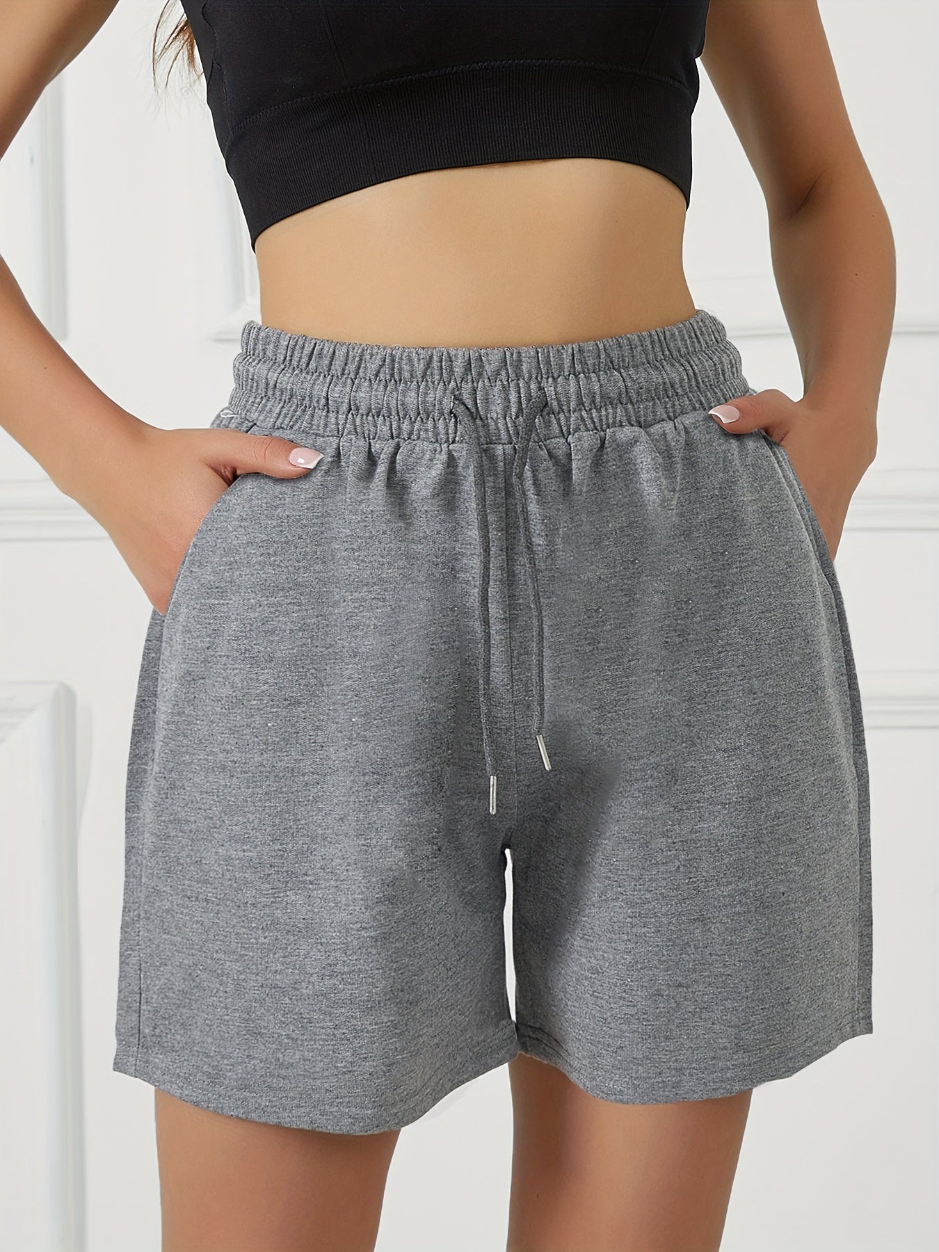 Women's Summer Drawstring Athletic Shorts with Front Pockets