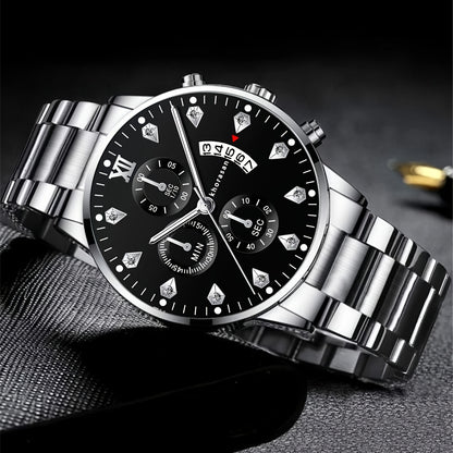 5pcs Men'S Watch and Wallet Gift Set | Fashion Belt, Easy Keychain, Portable Sign Pen - Ideal for Father'S Day, Valentine'S Day, Birthdays, Graduations, Business Openings - No Box Included