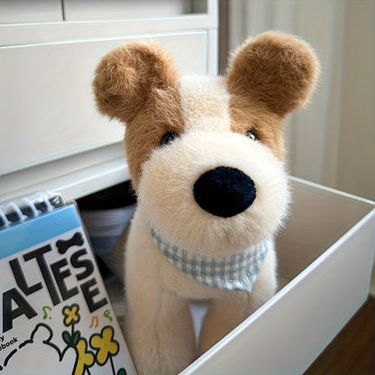 Adorable 18Cm/7.08Inch Plush Dog Toy, a Charming Stuffed Puppy with a Triangle Scarf, Perfect for Cuddling And an Excellent Birthday Gift