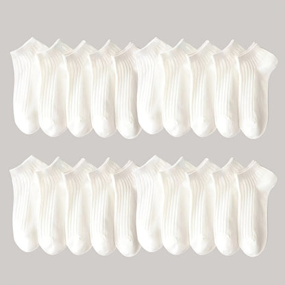 10/20/30/50 Pairs of Socks Spring/Summer Sweat Absorbing Men's and Women's Style Small White Socks Simple and Versatile High-looking Short Socks Boat Socks