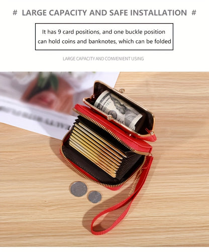 Small Credit Card Bag For Women, Multi Functional Kiss Lock Wallet, Fashion Zipper Coin Purse