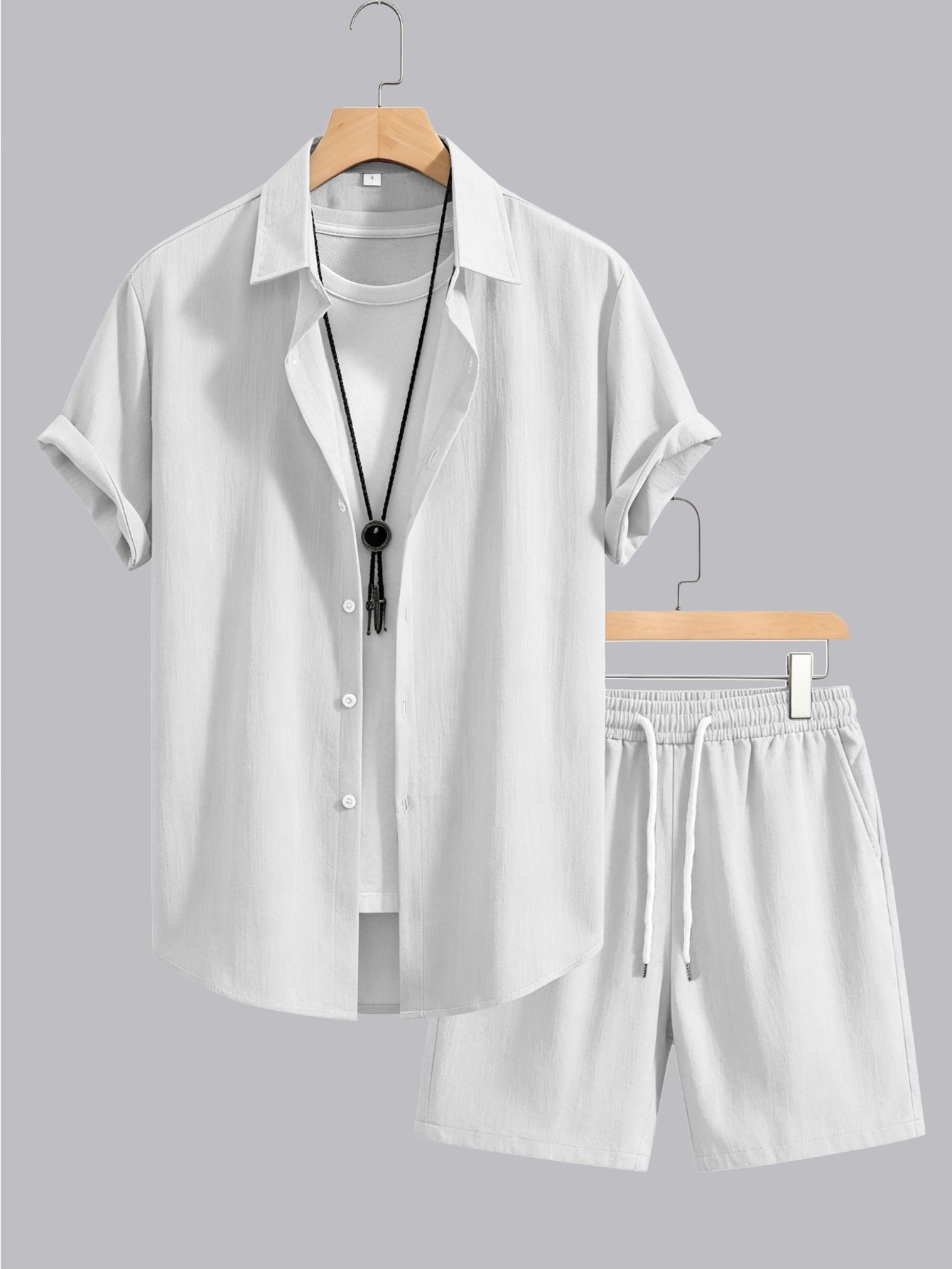 Men's Summer Casual Shirt & Shorts Set - Lightweight, Breathable