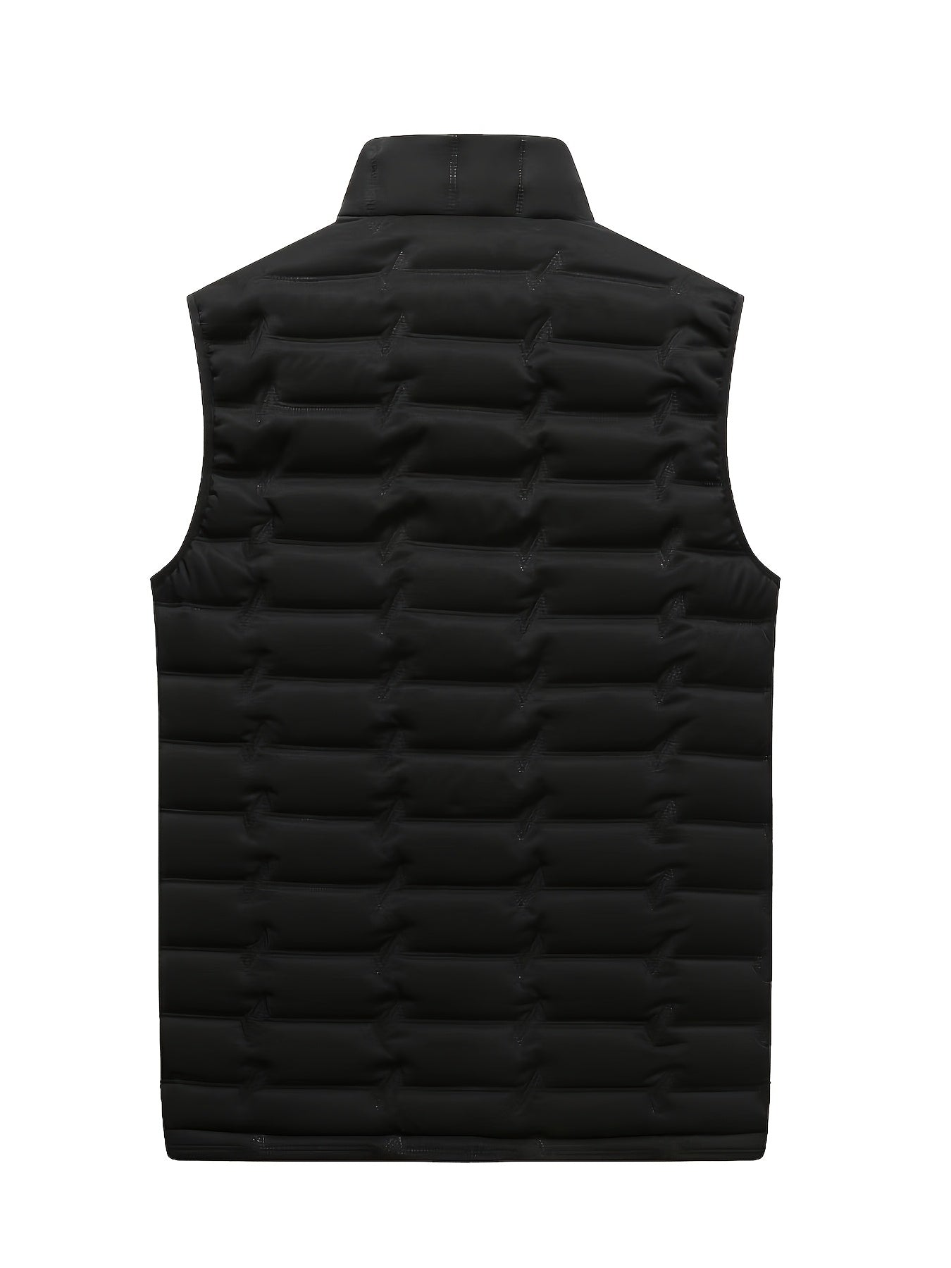 Men's Outdoor Sports Warm Vest Jacket, Stand Collar Multi-Pocket Practical Vest, Soundwave Technology Composite Print Windproof High Quality Sports Jacket - ayq