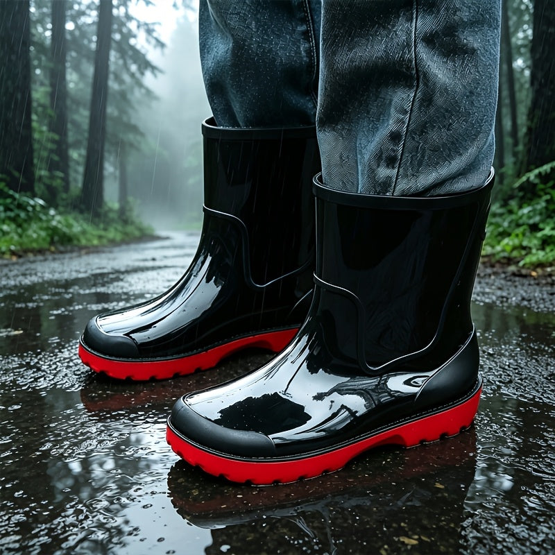 Men's Waterproof Non-Slip PVC Rain Boots for Outdoor Use