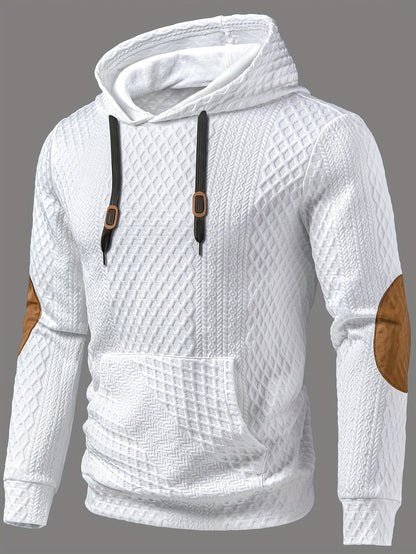 Տղամարդկանց նորաձև վերնաշապիկ աշնանային և ձմեռային օգտագործման համար, արտաքին օգտագործման համար նախատեսված առօրյա հյուսվածքային գործվածքով, գլխարկով, գույները համադրող դիզայնով, երկար թևքերով և գրպաններով, ոճավորված որպես տղամարդու Henley վերնաշապիկ։