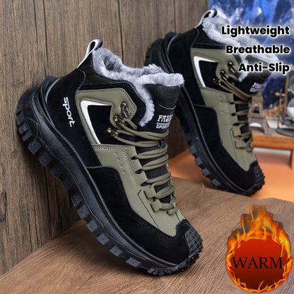 Men's Outdoor Hiking Shoes - Multi-Terrain Breathable Athletic Sneakers for Gym Training, High Elasticity Support & Anti-Slip Design, Lightweight and Warm Snow Sports Footwear