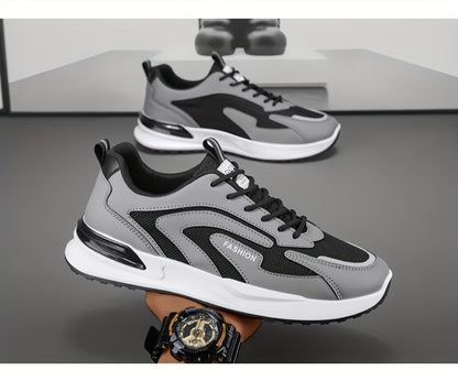 Men'S Plus Size Fashion Sneakers - Breathable Mesh Lace-Up Casual Shoes with Thick PVC Sole, Low-Top Design for All Seasons, Spring/Summer/Fall, Versatile Streetwear, Allseason Shoes | Minimalist Sneakers | Durable PVC Sol - ayq