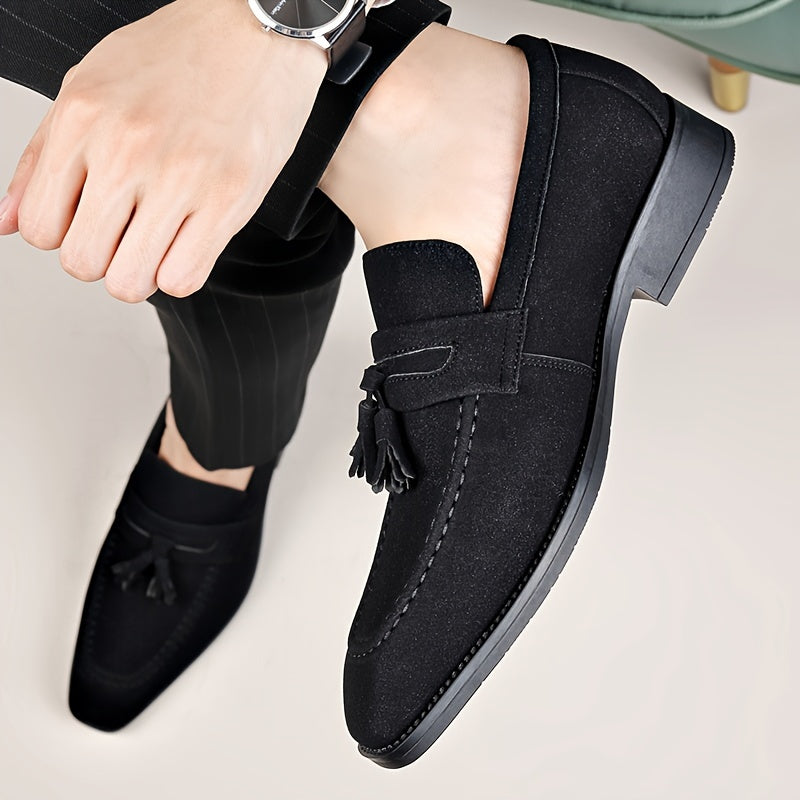 Men's Slip-On Tassel Loafers with Rubber Sole - Casual & Business