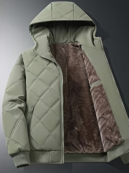 Տղամարդկանց ծանր ձմեռային բաճկոն ամբողջական ճարմանդով և գլխարկով - Ջերմամեկուսիչ, ցուրտ եղանակին հարմար արտաքին հագուստ, ամբողջական ճարմանդ և կայծակաճարմանդով գրպաններ, լվացվում է մեքենայով