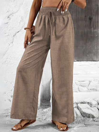 Elegant Solid Color Twisted Knot Straight-Leg Pants