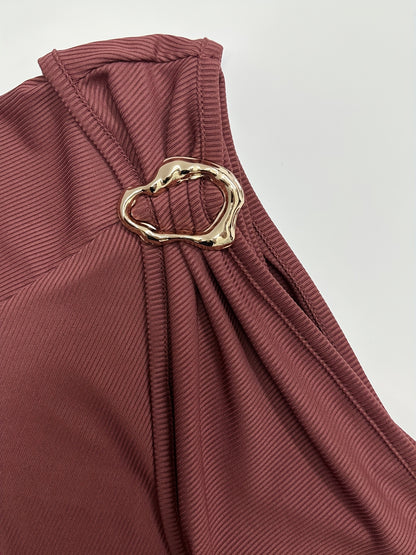 Gavin Ribbed One-Shoulder Top & Slim Fit Pants Set